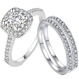 Vintage Wedding Ring 18K Gold Engagement Rings for Women Sterling Silver